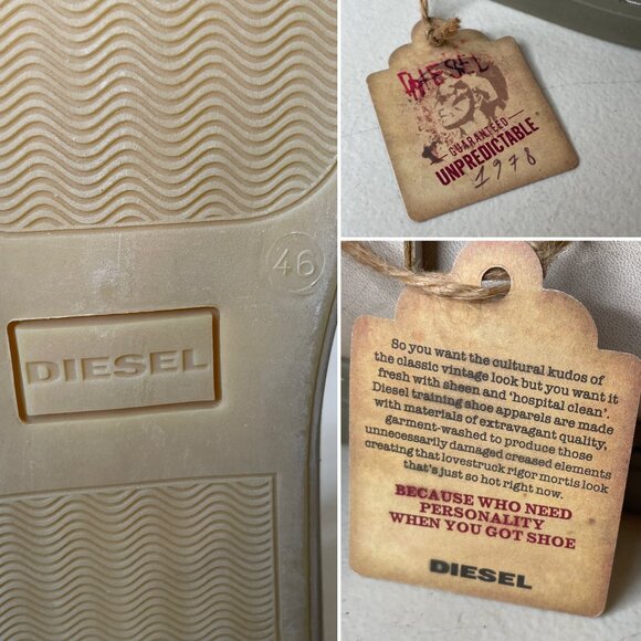 Diesel D-Icon Leather Distressed Zip Slip On Shoes Mens EU Size 46, US 12.5 - Picture 9 of 16